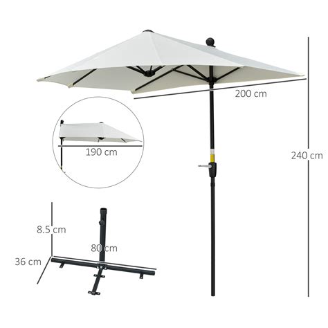 Outsunny 2m Half Parasol Market Umbrella Garden Balcony .